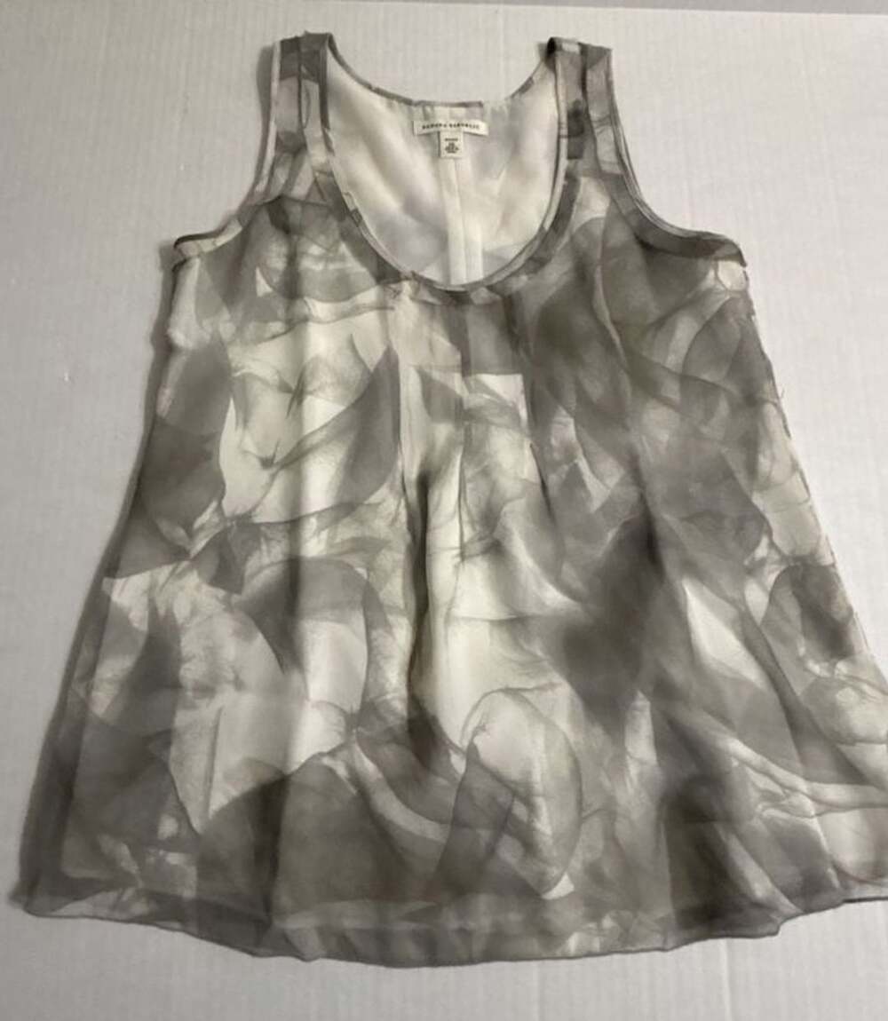 Banana Republic Gray Abstract Print Silk Tank Top Petite XS